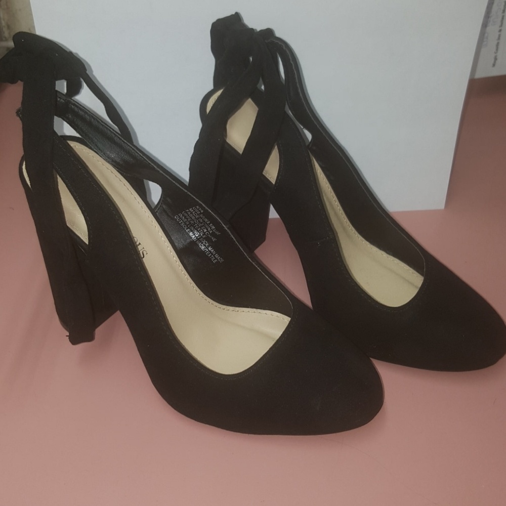 Black strap heels